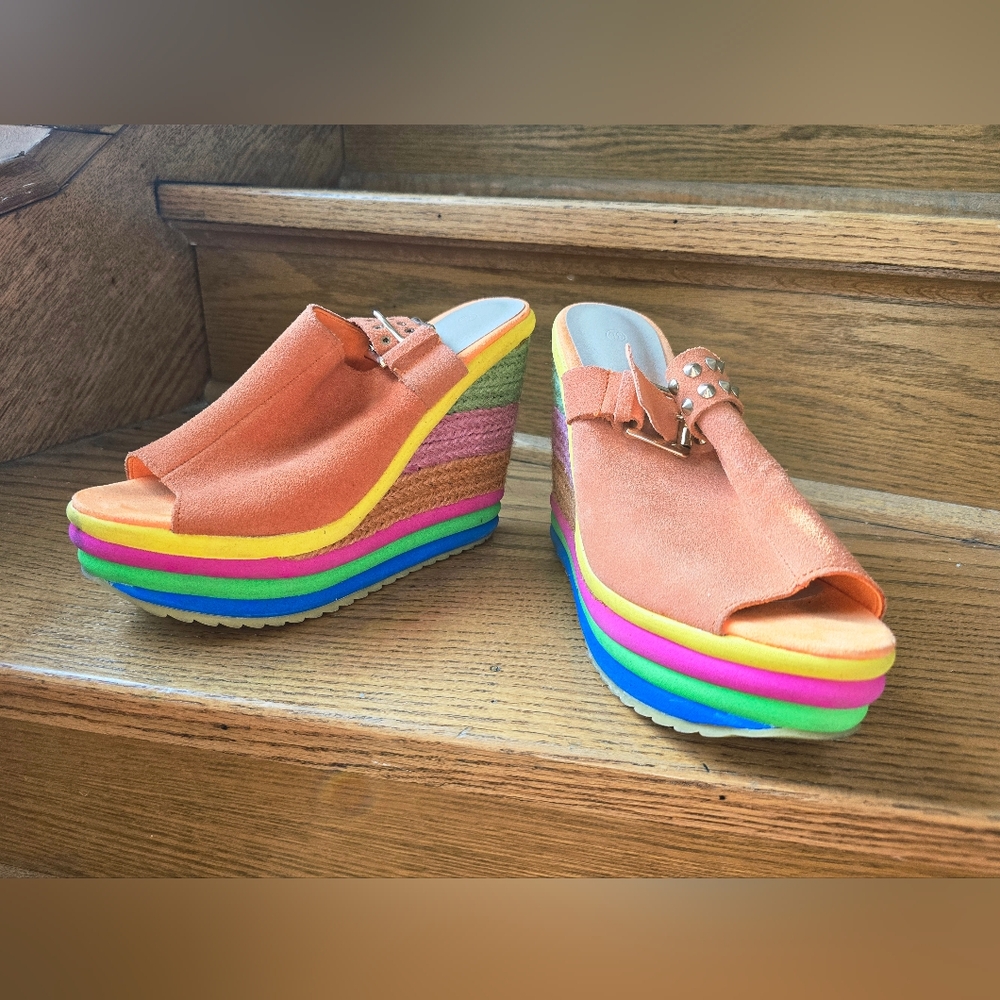 Colorful Platform Wedge Sandals